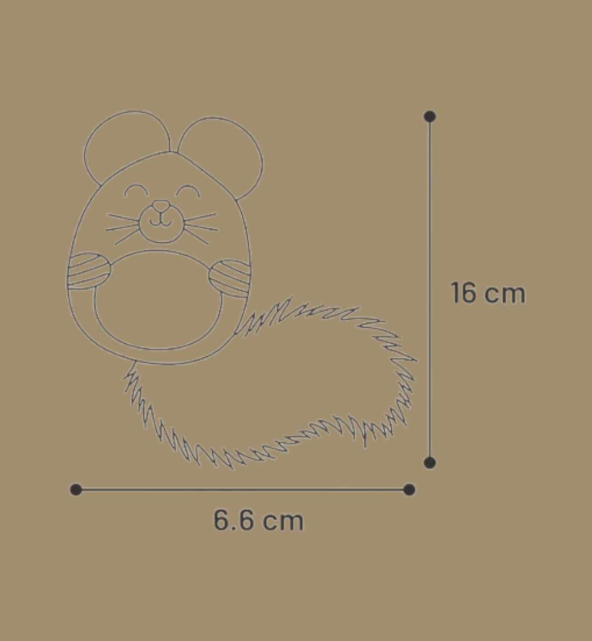 Animozen souris en peluche avec plumes, cataire et crépitement pour chats. Dimensions 6.6 x 16 cm.