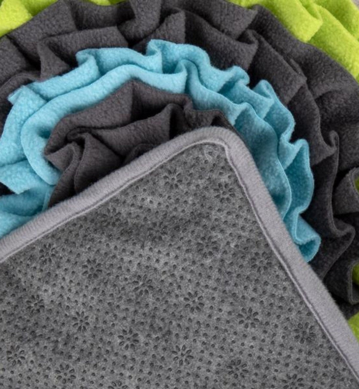 Tapis de fouille et à renifler Animozen Joya 40 cm, polyester doux, bleu, gris et vert, fond antidérapant