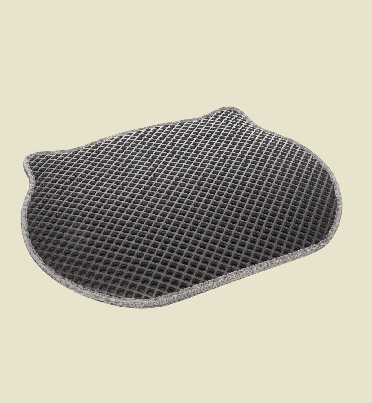 Tapis de litière Animozen gris en forme de tête de chat, double couche en EVA synthétique, 40 x 50 cm, pour un intérieur propre.