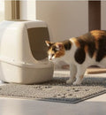 Animozen Tapis de litière pour chat Tumbi gris en PVC synthétique, surface texturée pour capturer les grains.