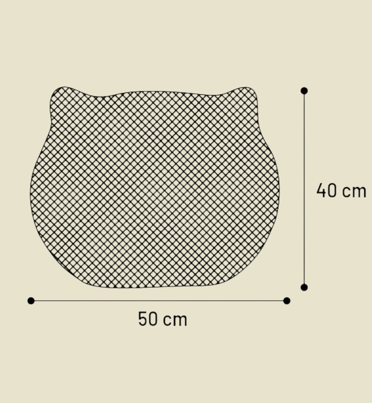 Tapis de litière Animozen noir en forme de tête de chat, 40x50 cm, double couche en EVA synthétique pour capturer les grains.