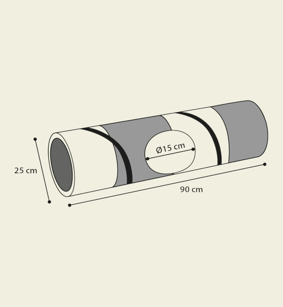 Animozen Tunnel interactif pour chat gris et bleu 90 cm avec trou latéral, en polyester, pliable et résistant.