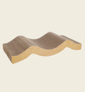 Animozen wavy double-sided cardboard cat scratching board with a wooden base, 20 x 40 cm.